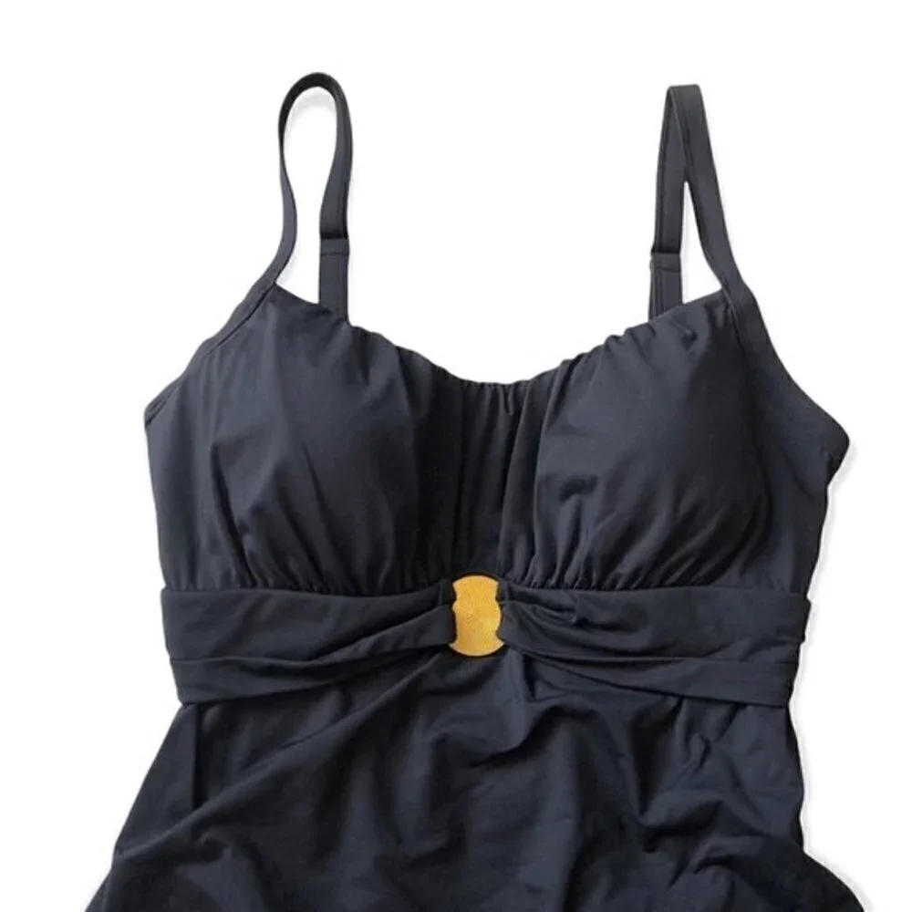 Coco Reef Black Tankini One Piece Swimsuit Swimdress 32D - Picture 9 of 13